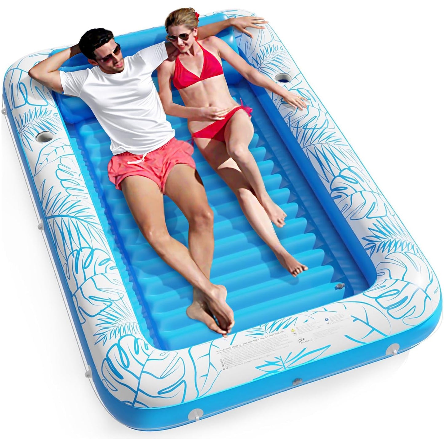 Jasonwell 4 in 1 Inflatable Tanning Pool Lounger Float - Sunbathing Lounge Floatie Raft Toys, Water Filled Tanning Bed Mat Pad Blow Up Kiddie Pool with Ball Pit for Adult, Kids (L)
