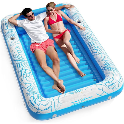 Jasonwell 4 in 1 Inflatable Tanning Pool Lounger Float - Sunbathing Lounge Floatie Raft Toys, Water Filled Tanning Bed Mat Pad Blow Up Kiddie Pool with Ball Pit for Adult, Kids (L)