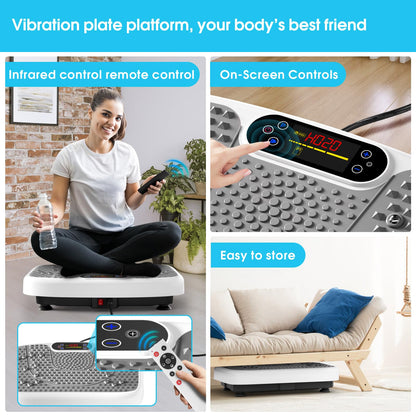 SoftGym Waver Vibration Plate Exercise Machine for Lymphatic Drainage Weight Loss,120 Speed Levels Vibrating Platform with Resistance Bands,Full-Body Workout Equipment for Muscle Activation