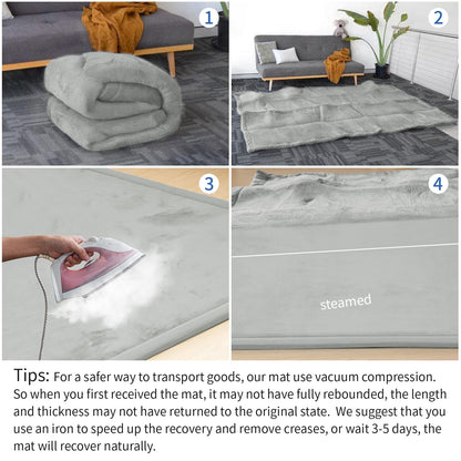 Huloo Sleep Ultra Soft Baby Spielmatte für den Boden, 3,3 cm dicke Elasti-Foam 127x127 cm Laufgittermatte für Kleinkinder, rutschfeste Rückseite, sicher zum Krabbeln und für die Bauchlage, Tatami-Stil (Dunkelgrau)