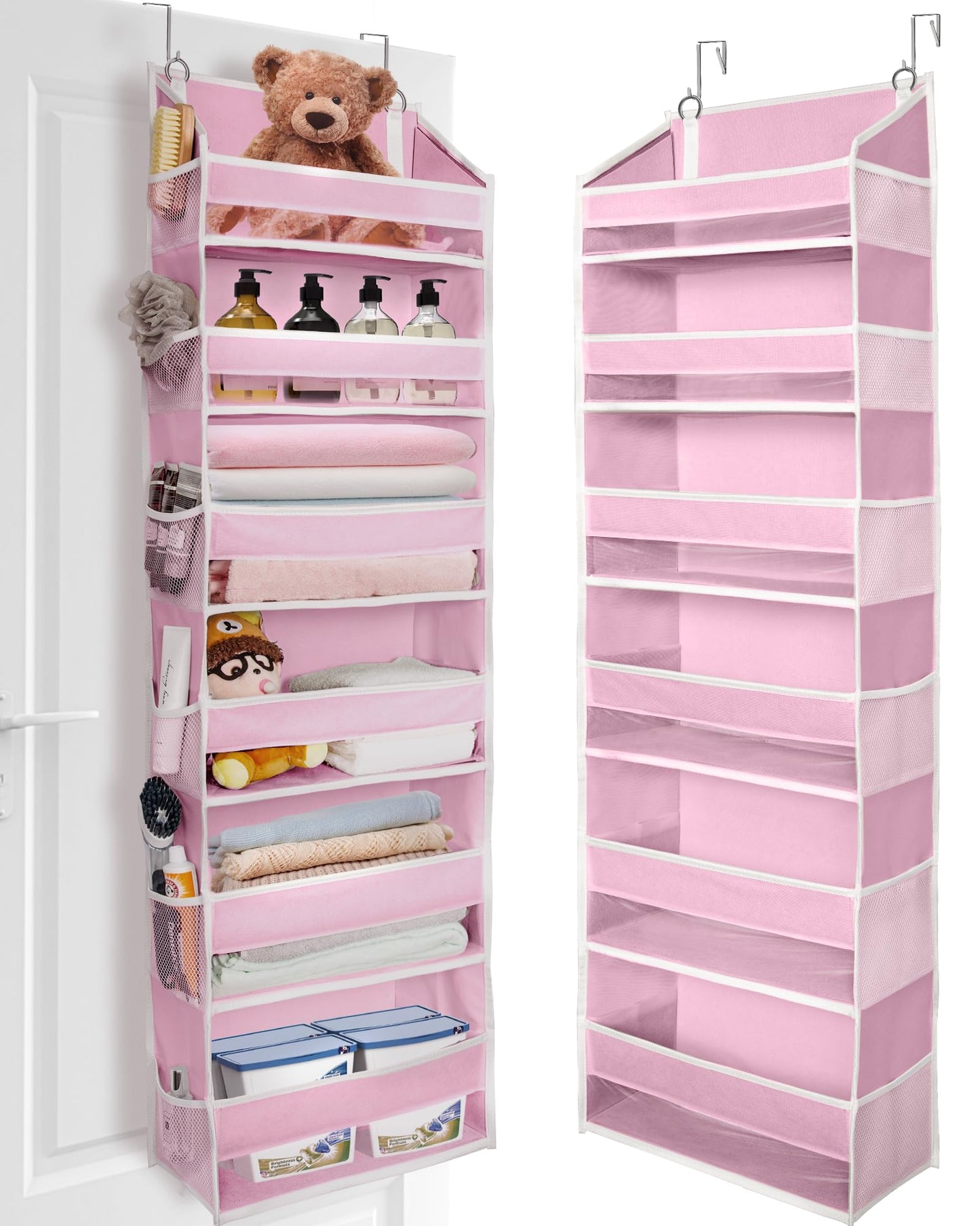 ULG Over The Door Organizer with 6 Large Pockets 12 Side Pockets, 50lbs Weight Capacity Door Hanging Organizer for Bedroom, Bathroom, Pantry, Nursery Storage, Beige