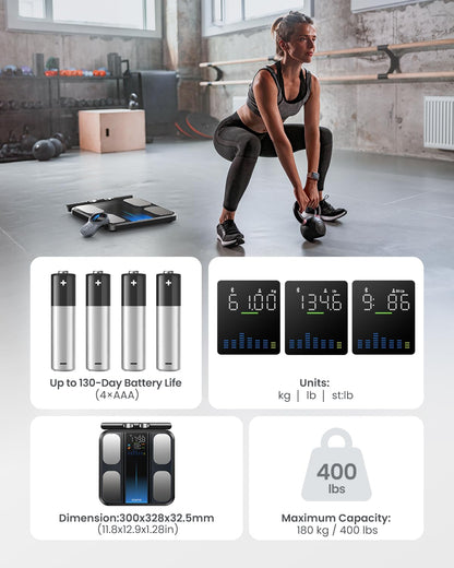 RENPHO Smart-Waage für Körpergewicht, FSA- und HSA-berechtigt, Digitale Badezimmerwaage BMI Waage Bluetooth Körperfettwaage, Körperanalysewaage Gesundheitsanalysator mit Smartphone-App, 400 lbs - Elis 1