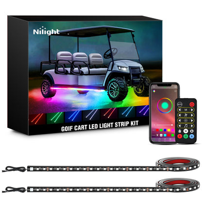 Nilight 6PCS Golf Cart Underbody Light Kit with Canopy Lights Dream Color Multi-Mode Neon Accent Lighting APP Remote Control Sound Active Music Sync IP67 Waterproof 12V-66V for EZGO Yamaha Club Car