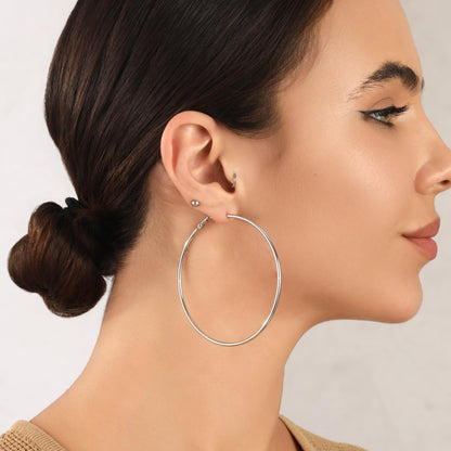 Große Gold Creolen für Frauen, Hypoallergene Dünne Gold Creolen, Sterling Silber Creolen für Damen, Extra Große, Mittelgroße, Große Creolen