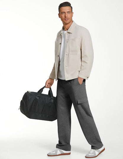 Deyeek Herren Cargo Jogginghose Open Bottom Baggy Leichte Cargo Sweatpants für Männer Locker sitzende Freizeithose mit Taschen