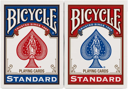 Bicycle Standard Playing Cards, Standard Poker Size Deck of Cards, Red & Blue (2 Pack), Classic Cards for Poker, Blackjack, Family Game Night & Card Games, Fun for All Ages