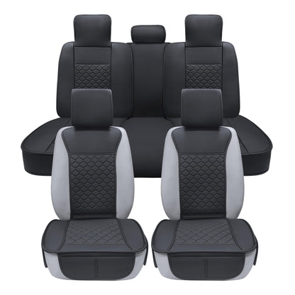 Elantrip 2PCs Front Car Seat Covers Leather Water Proof Seat Protector Universal fit for Most Cars SUVs and Trucks Black