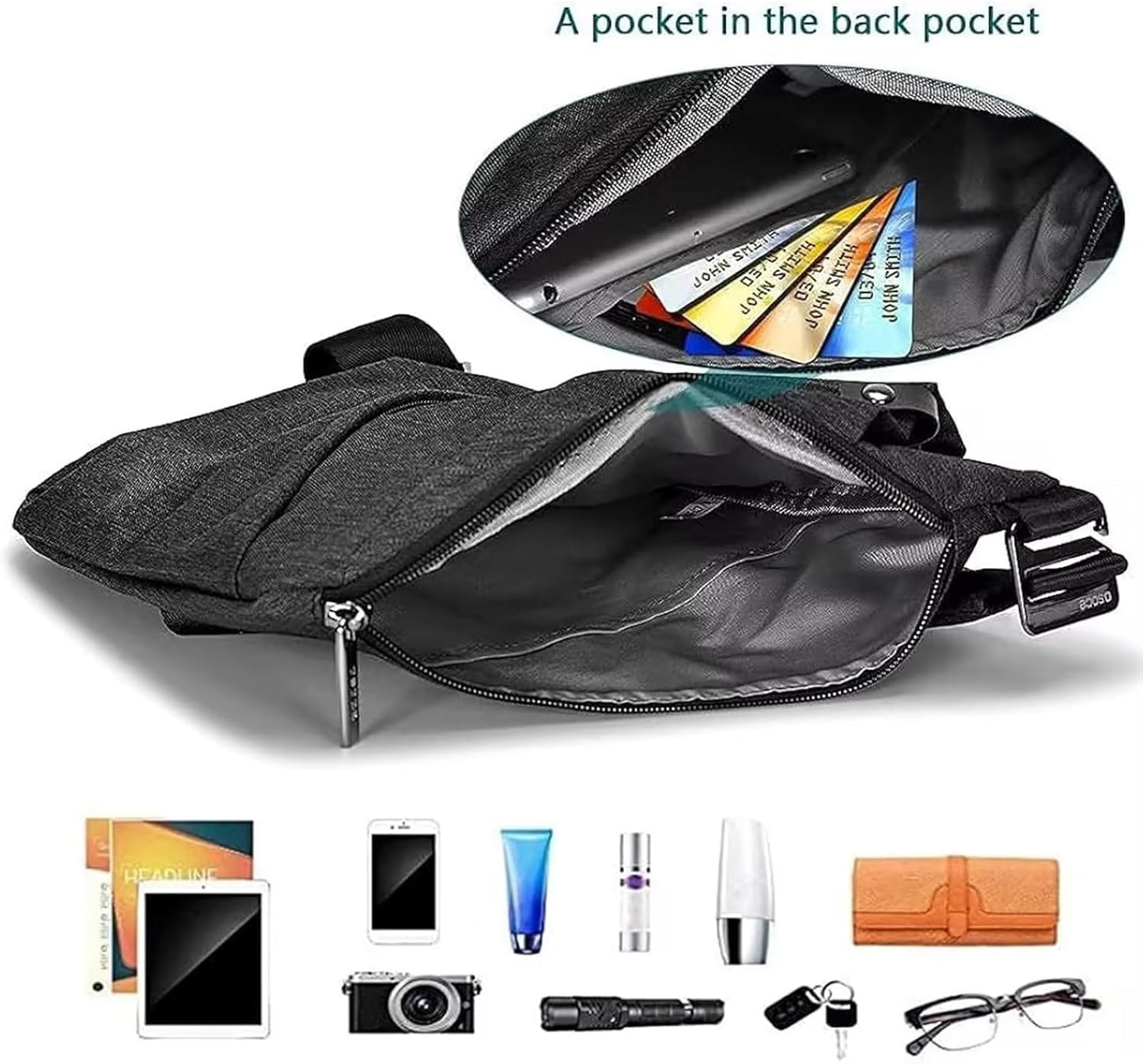 Wasserdichter Anti-Diebstahl Schulter Rucksack Sling Brust Crossbody Bag Abdeckpack Rucksack Fahrrad Sport (B13-007 Schwarz-linke Hand)