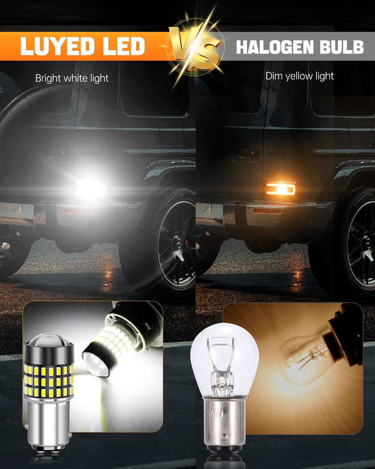 LUYED 3157 LED-Birnen Rückfahrlicht Xenon-Weiß 1800 Lumen Super Hell 78 SMD 3056 3156 3057 4157 LED-Birnen, Verwendet für Rückfahrlichter, Bremslichter, Rücklichter, Blinker, 2er-Pack