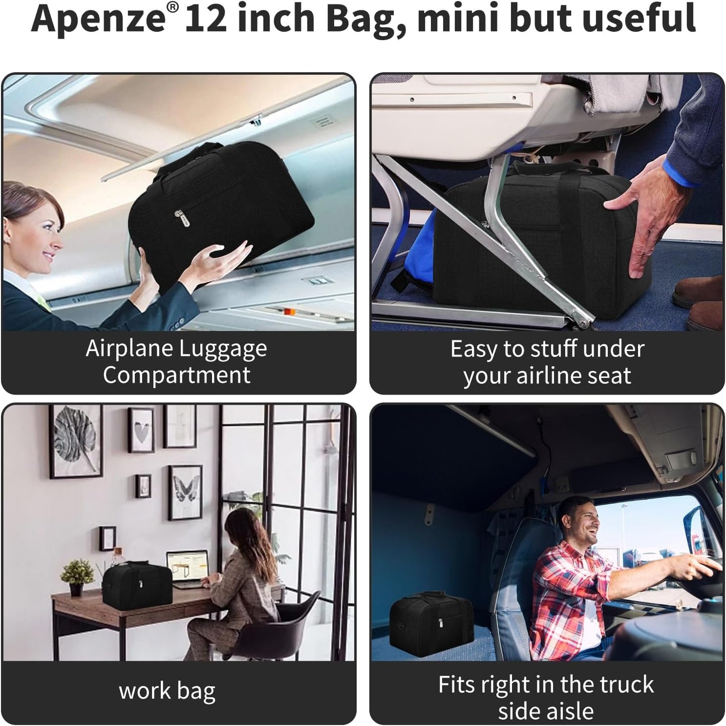 Kleine Sporttasche 18 Zoll Handgepäck Reisetasche für Wochenendtrips Sport-Schwarz