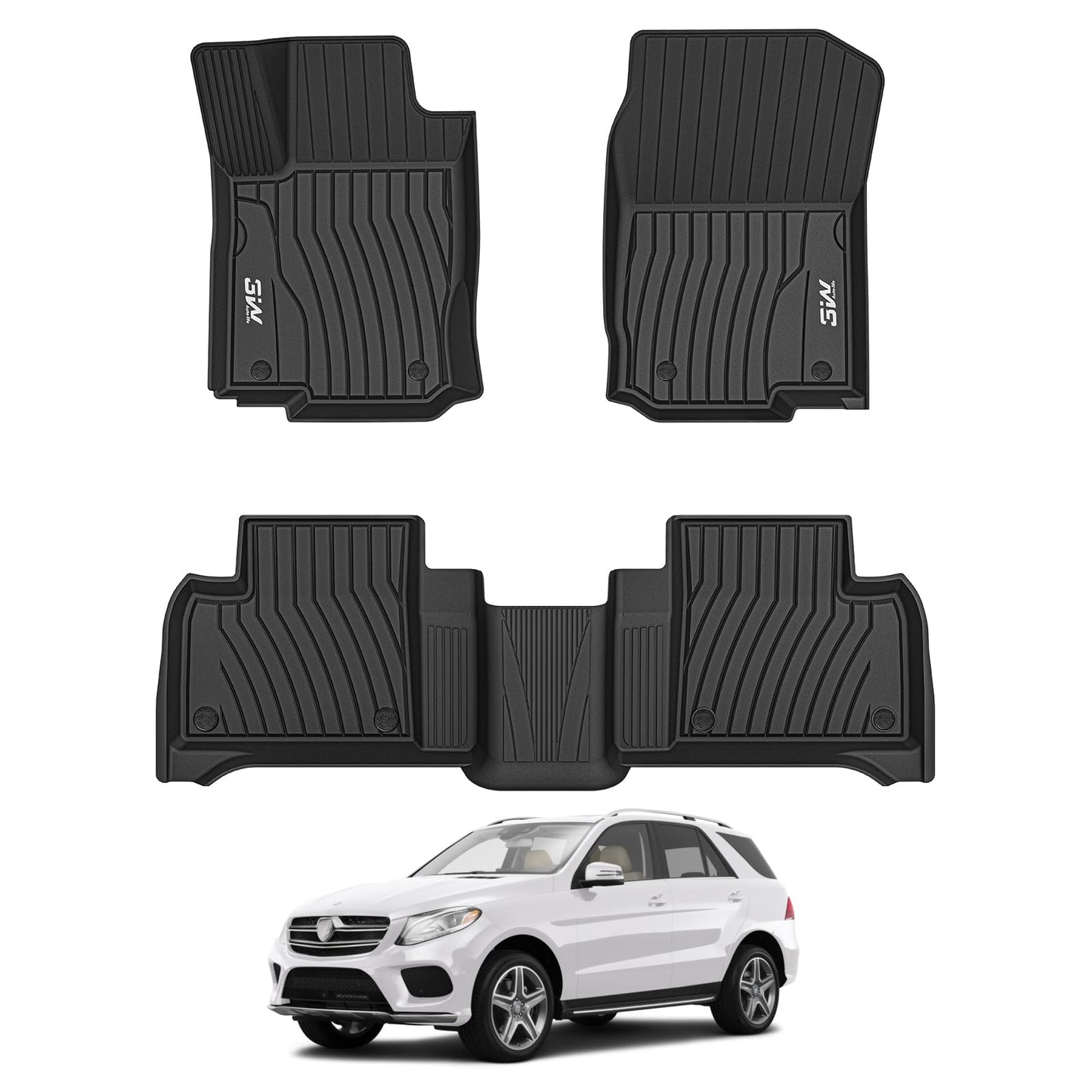 3W Floor Mats for Toyota Tacoma 2024 2025 2026 Double Cab Auto Tran(Not Fit Hybrid & XtraCab), TPE All Weather Custom Fit Floor Liner for Tacoma TRD/SR/SR5/limited Car Liners.