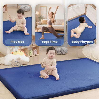 Huloo Sleep Ultra Soft Baby Spielmatte für den Boden, 3,3 cm dicke Elasti-Foam 127x127 cm Laufgittermatte für Kleinkinder, rutschfeste Rückseite, sicher zum Krabbeln und für die Bauchlage, Tatami-Stil (Dunkelgrau)