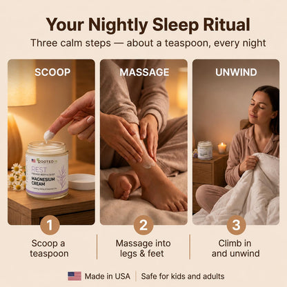 Rooted In Relief Magnesium Cream – 500mg Magnesium Chloride per Teaspoon – Enriched with Arnica, Comfrey & Botanical Blend – Targeted Muscle Support & Topical Relaxation – 4 oz Glass Jar