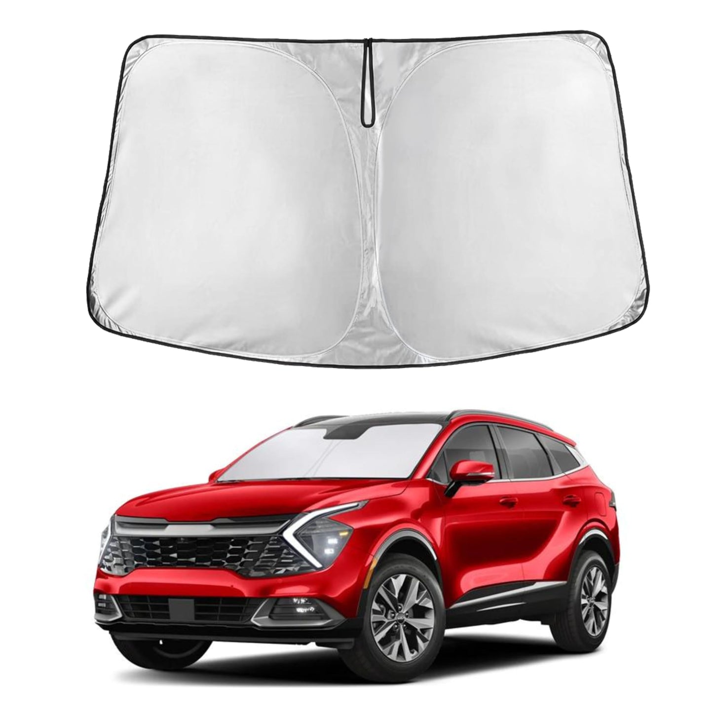 EcoNour Car Windshield Sunshade | Blocks 99% Heat & Keeps Interior Cool | Universal Fits Cars, SUVs, Trucks | Automotive Sun Screen, Visor & Car Accessories for Summer | Medium (64x32 Inches)