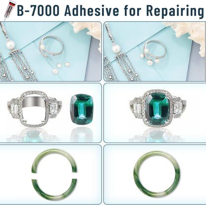 B-7000 Kleber, Mehrzweck-Bastelkleber in Industriequalität, klar, halbflüssig, zum Verkleben von Telefonbildschirmen, Tablets, Schmuck, Strasssteinen, DIY Elektronikkomponenten, Reparatur von Glas, Metall (4x15 ml/0.5 oz)