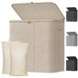 Lifewit 105L Large Laundry Basket with Lid, Laundry Hamper with Plastic Handles and Removable Bag, Foldable Tall Dirty Clothes Hampers for Laundry for Laundry Room, Bedroom, Bathroom, Dorm, Beige