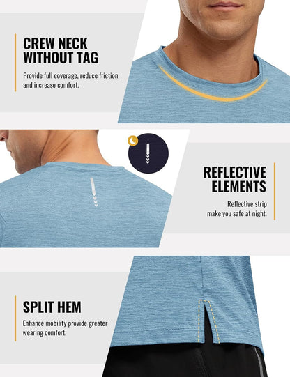 Rdruko Herren Kurzarm Trainingsshirts – Trockene Passform – Feuchtigkeitstransportierend – Für Laufen, Fitnessstudio, aktiven Sport