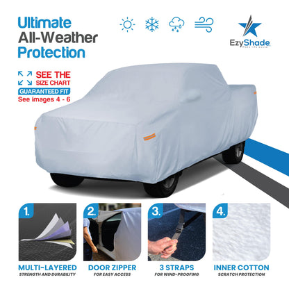 EzyShade 10-Schicht Autoabdeckung Wasserdicht Allwetter - Siehe Fahrzeug-Größentabelle - Autoabdeckungen für Automobile & Auto Schneeabdeckung - Komplette Außenabdeckungen - Winter Regen Sonne SUV Limousine. Größe A4 (Siehe Größentabelle)