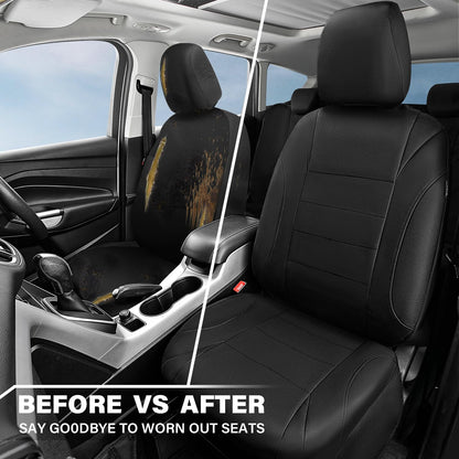 CAR Pass Neoprene Waterproof Two Front Car Seat Covers Set- Universal Fit for Vehicles, Airbag Compatiable(Black)