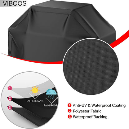 Grillabdeckung, 58 Zoll BBQ Gasgrill Abdeckung für Outdoor-Grills, Wasserdicht, UV-Schutz, Reißfest, Farbecht, Grillabdeckung mit Klettverschlussgurten und verstellbarem Saumzugband, Schwarz