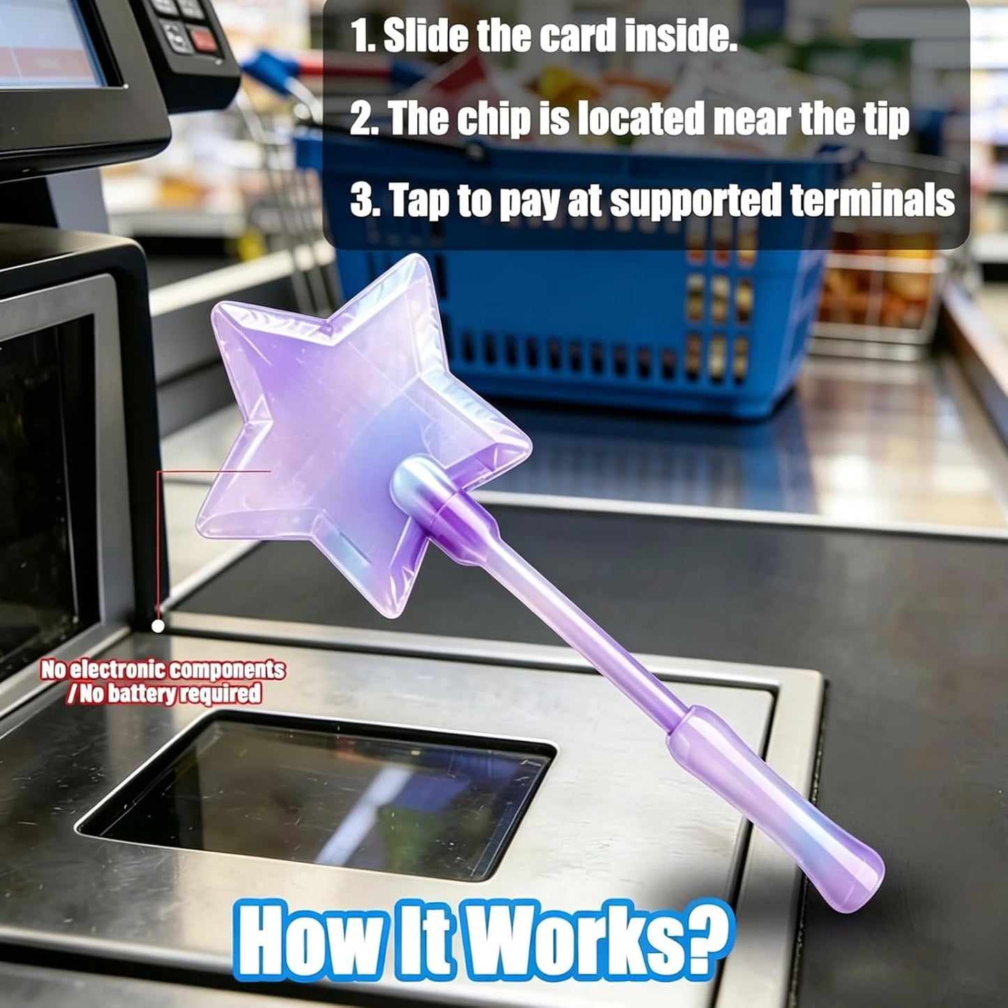 Credit Card Wand, Tap to Pay Wand, Magic Wand Credit Card Holder, Fairy Pay Wand - 3D Printed Contactless Payment Card Holder, Star Magic Fairy Wand for Easy NFC Checkout Debit & Credit Card Accessory-5