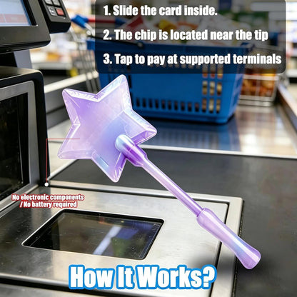 Credit Card Wand, Tap to Pay Wand, Magic Wand Credit Card Holder, Fairy Pay Wand - 3D Printed Contactless Payment Card Holder, Star Magic Fairy Wand for Easy NFC Checkout Debit & Credit Card Accessory-5