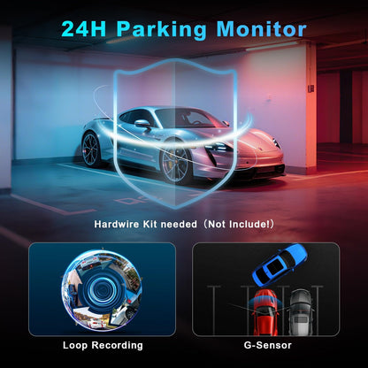 Dashcam Front mit 32G SD-Karte, BOOGIIO 1080P FHD Auto Armaturenbrett Kamera 3'' IPS-Bildschirm 170° Weitwinkel Aluminiumlegierungsgehäuse, WDR G-Sensor Parküberwachung Loop-Aufnahme Bewegungserkennung