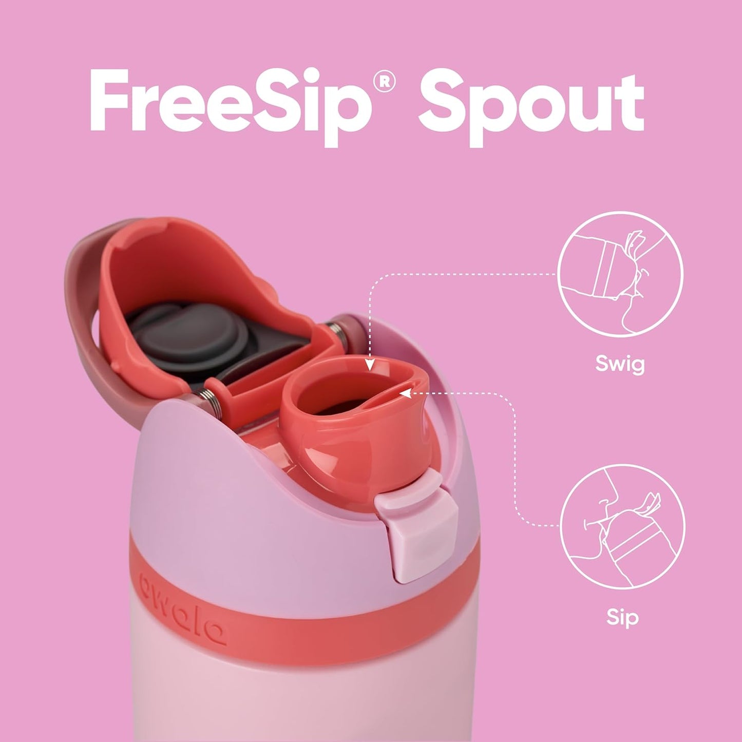 Owala FreeSip Isolierte Edelstahl-Wasserflasche mit Strohhalm für Sport und Reisen, BPA-frei, 710 ml, Shy Marshmallow