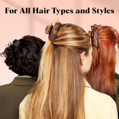 Kitsch Mittelgroße Haarspangen für Damen, starker Halt, Haarclips aus recyceltem Kunststoff für dickes Haar | Ideal für Hochsteckfrisuren, halb offene Frisuren | Ideale Geschenke für Frauen – 2 Stück, Schwarz und Schildpatt