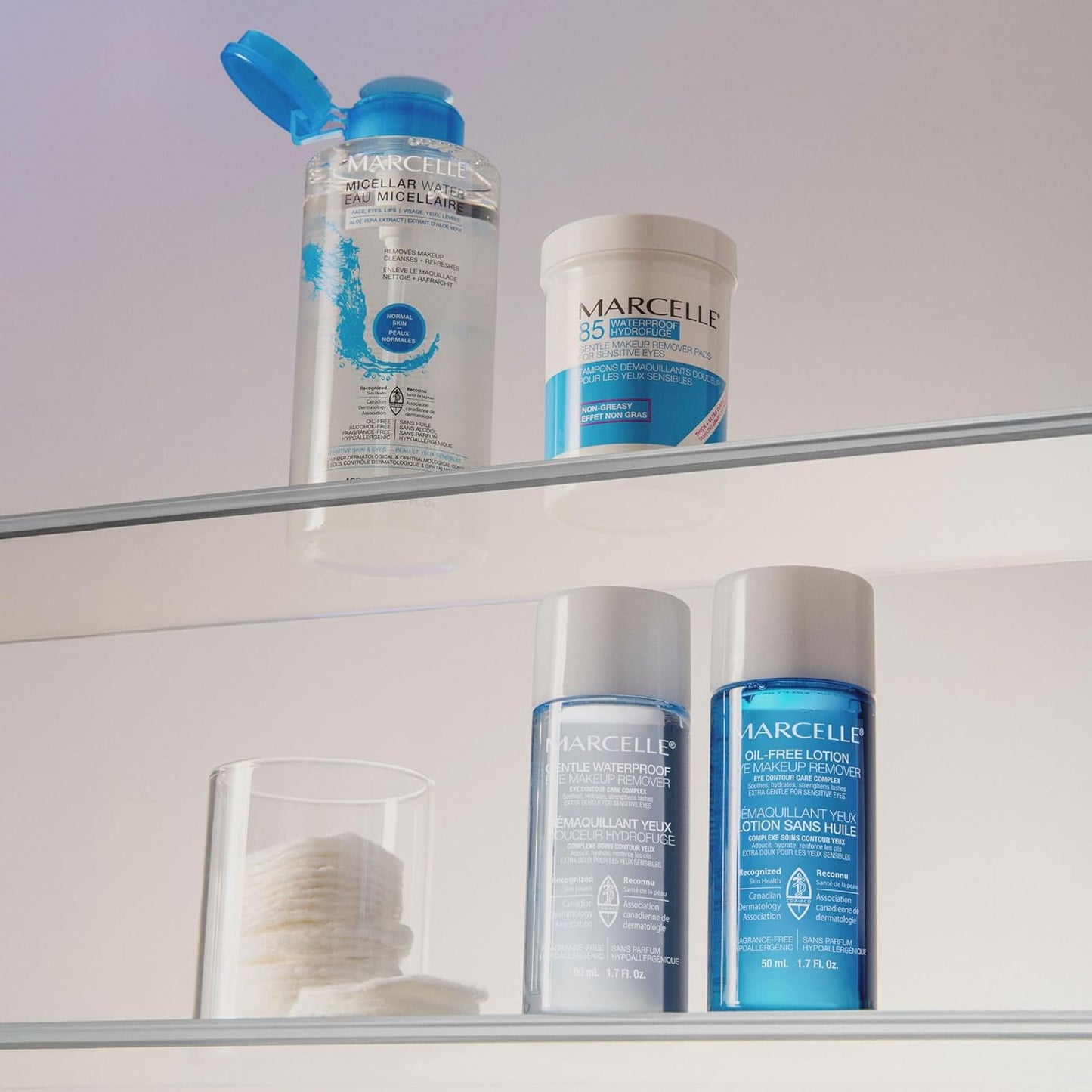 Marcelle Sanfte Augen Make-up Entferner Pads, Sensible Augen, Wasserfestes Make-up Entfernen, Hypoallergen, Parfümfrei, Parabenfrei, Alkoholfrei, Tierversuchsfrei, 85 Pads