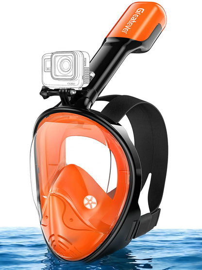 Greatever Full Face Snorkel Mask, Snorkeling Gear for Adults with Latest Dry Top Breathing System and Detachable Camera Mount, Foldable Snorkel Mask Adult, Snorkels Anti-Fog & Anti-Leak