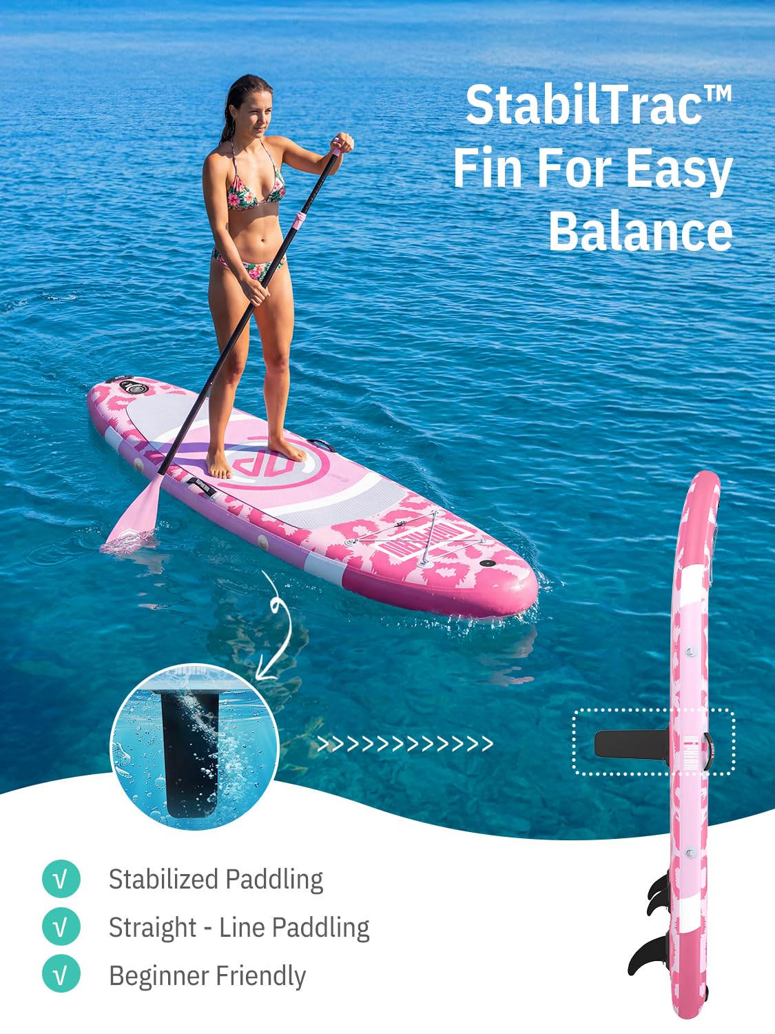 Niphean（Ultra-Light） Inflatable Paddle Board with StabilTrac Fin and Durable SUP Accessories, 10' Stand Up Paddle Boards for Adults & Youth, Versatile Yoga Paddle Board, Gift Ideas