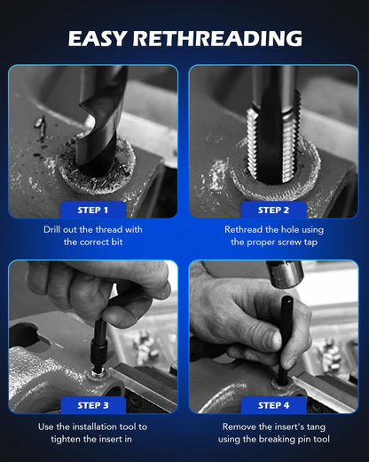 Orion Motor Tech 172pc Thread Repair Kit, Metric Thread Restorer Kit with HSS Drill Bits Taps Inserts Breakoff Installation Tools, Auto Rethreading Restorer Tool Kit in M5 M6 M8 M10 M12 Sizes