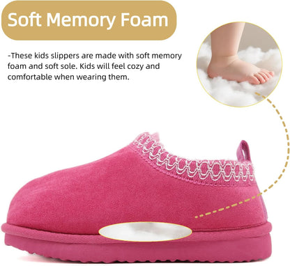 SMajong Kinder Hausschuhe Plüsch Warm Mädchen Flauschige Hausschuhe Jungen Plateau Pantoffeln Slip-on Schuhe Winter Innen Außen