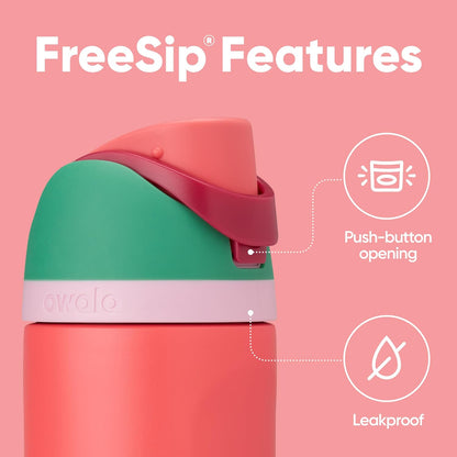 Owala FreeSip Isolierte Edelstahl-Wasserflasche mit Strohhalm für Sport und Reisen, BPA-frei, 710 ml, Shy Marshmallow