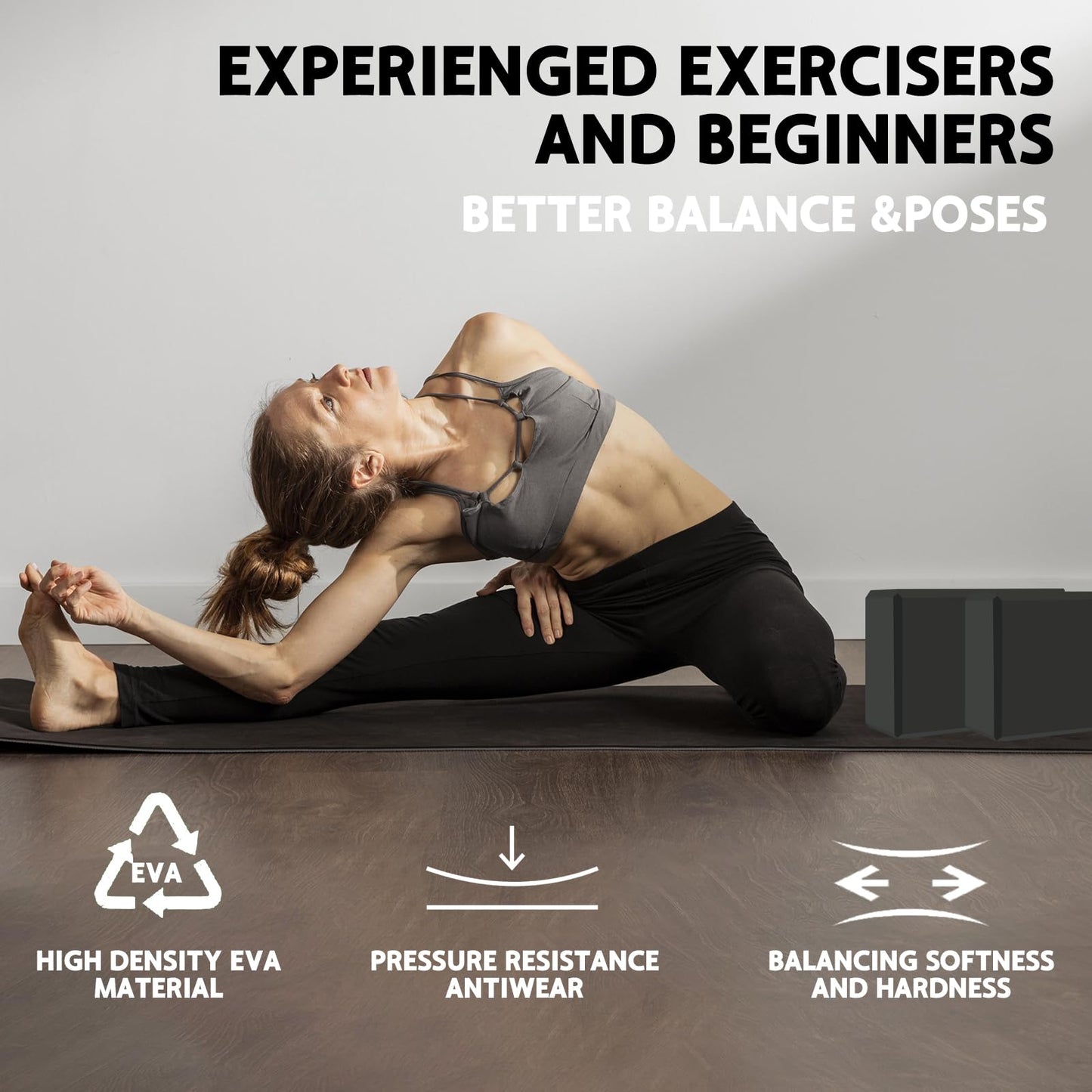 MBKHFLL (Lila-2er-Pack) Yoga-Block – Stützender latexfreier EVA-Schaumstoff – Weiche, rutschfeste Oberfläche mit abgeschrägten Kanten für Yoga, Pilates, Meditation – Yoga-Zubehör für Stabilität, Gleichgewicht, Vertiefung von Dehnungen