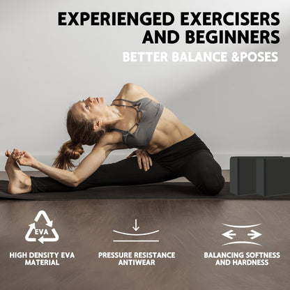 MBKHFLL (Lila-2er-Pack) Yoga-Block – Stützender latexfreier EVA-Schaumstoff – Weiche, rutschfeste Oberfläche mit abgeschrägten Kanten für Yoga, Pilates, Meditation – Yoga-Zubehör für Stabilität, Gleichgewicht, Vertiefung von Dehnungen