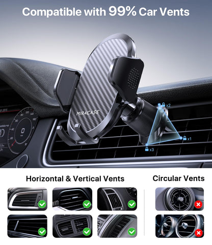 Miracase Car Phone Mount, [Upgraded Strong Military Grade Suction Cup] Long Arm Phone Holder for Car Dashboard Windshield Vent, Hands Free Cell Phone Holder Compatible with All Mobile Phones