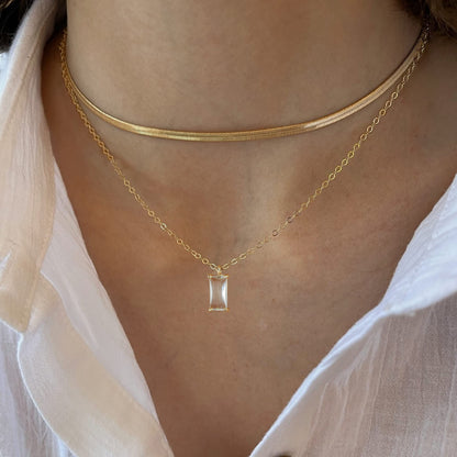 Tewiky Dainty 14k Gold Plated/Silver Cubic Zirconia Necklaces for Women, Simple CZ Jewelry Necklaces Trendy Gifts