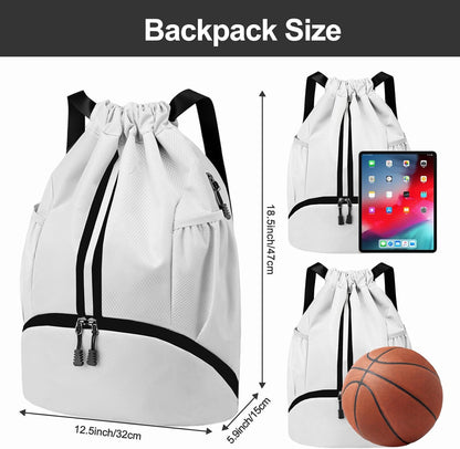 Hoedia Sports-Kordelzugrucksack – Schwimm-Turnbeutel mit Schuhfach und wasserdichter Tasche für Damen und Herren