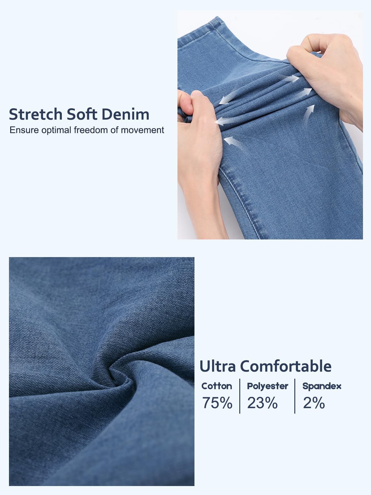 Chasehot Pull-On Skinny Jeans für Damen, dehnbare High-Waist Leggings, trendige Bauchkontrolle, Denim-Jeggings mit Taschen, Dark Wash-L