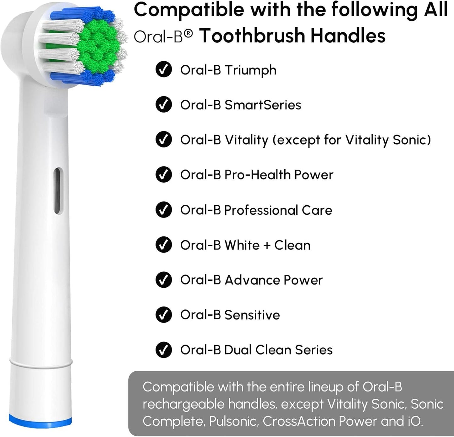 Ersatz-Zahnbürstenköpfe kompatibel mit Oral B Braun, 20 Stück professionelle elektrische Zahnbürstenköpfe Ersatzköpfe für Oral B Nachfüllpackung Pro 500/1000/1500/3000/3757/5000/7000/7500/8000