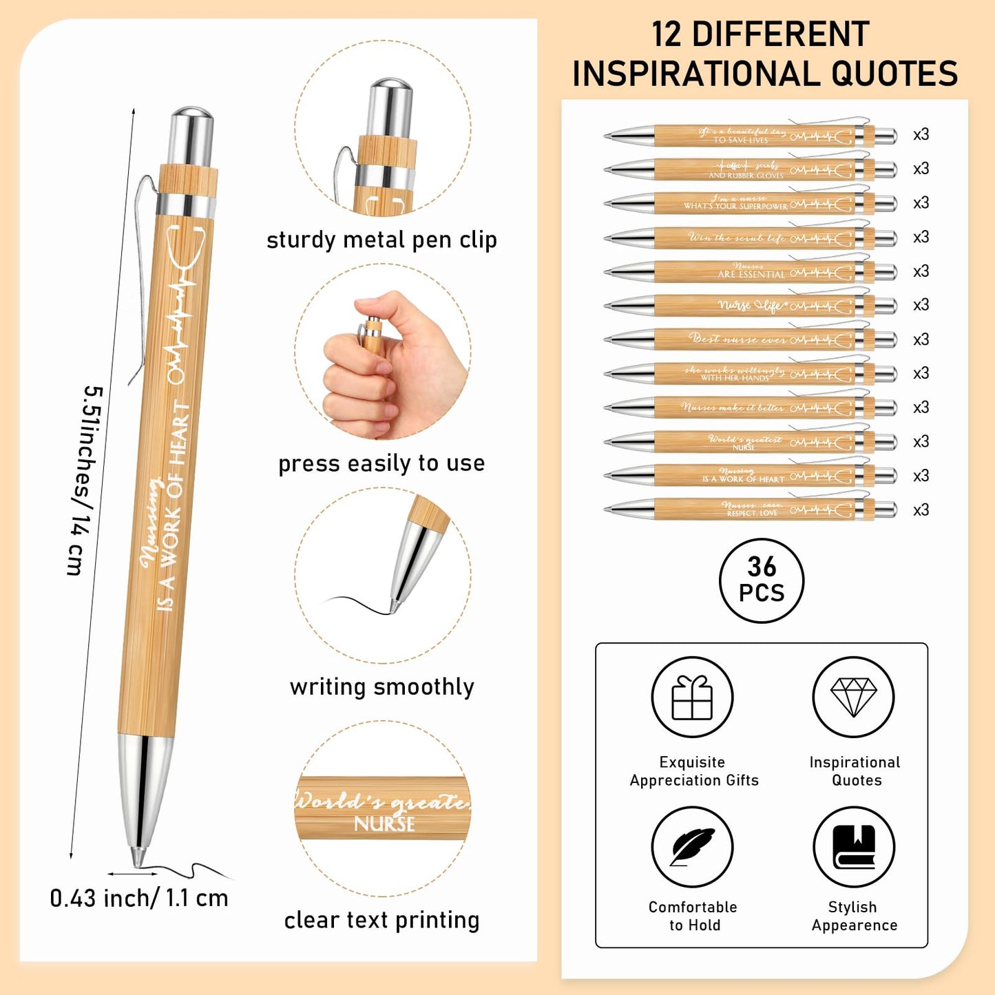 Jetec 48 Set 2026 CNA Week Gifts Bulk Nurse Appreciation Gift Set Small Inspirational Kraft Spiral Nursing Notebooks with Sticky Notes Pens for Healthcare Medical Hospital Coworker Staff Office