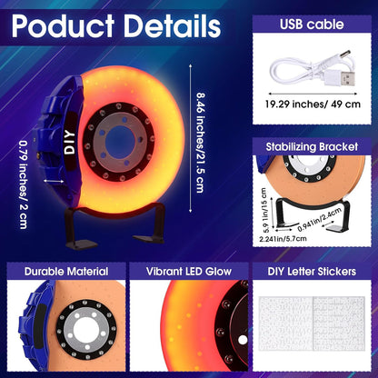 WILLBOND Brake Disc LED Lamp Cool Lamps for Men, Rechargeable Ambient Touch Night Light Unique Gifts for Him Dad Car Lover Fathers Day Birthday Holiday Room Office Home Decor(Blue - Orange Yellow)