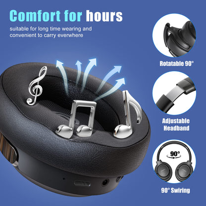 Auriculares Bluetooth BERIBES de diadema, 65H de reproducción y 6 modos de ecualización Auriculares inalámbricos con micrófono, auriculares plegables ligeros HiFi estéreo, graves profundos para oficina en casa, teléfono móvil, PC, etc.