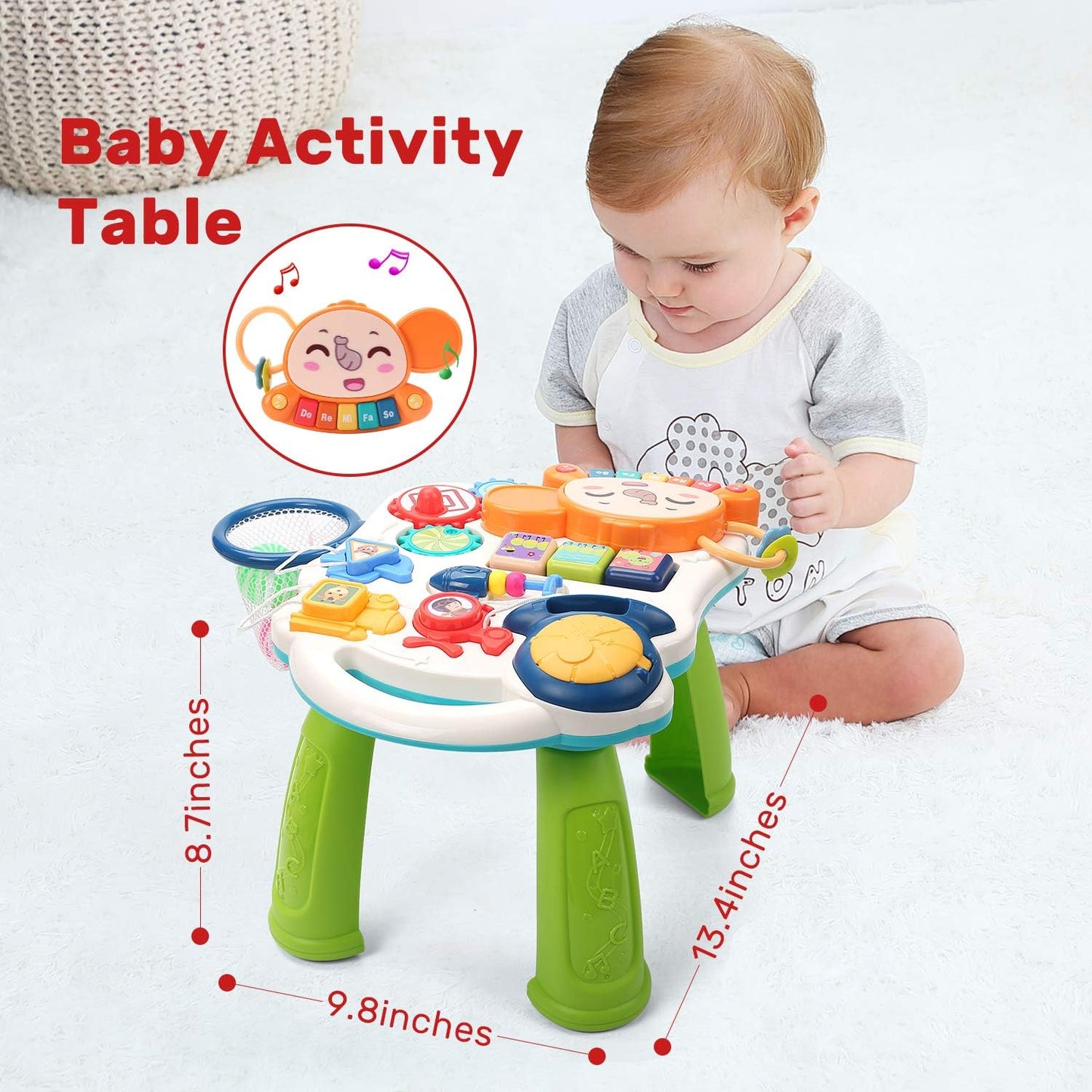 CUTE STONE Sitz-Steh-Lernlaufwagen, 2-in-1 Baby-Lauflernhilfe, frühpädagogisches Aktivitätszentrum für Kinder, multifunktionale abnehmbare Spielkonsole, musikalisches Lernspielzeug für Kleinkinder, Jungen und Mädchen