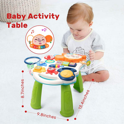 CUTE STONE Sitz-Steh-Lernlaufwagen, 2-in-1 Baby-Lauflernhilfe, frühpädagogisches Aktivitätszentrum für Kinder, multifunktionale abnehmbare Spielkonsole, musikalisches Lernspielzeug für Kleinkinder, Jungen und Mädchen