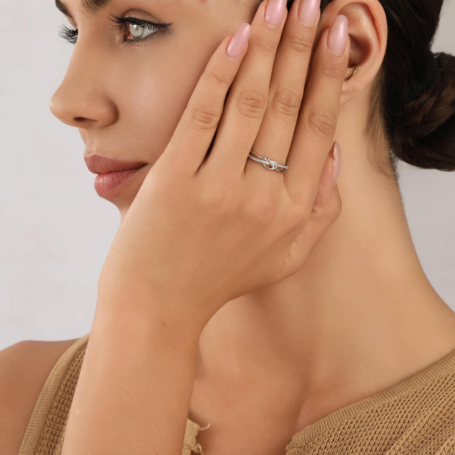 OOOPEL Sterlingsilber Verstellbarer Ring S925 Silberringe für Frauen Zirkonia Twist Liebesknoten Zarter Ring Silber Minimalistischer Offener Fingerring Silber Daumen Sterlingsilberring