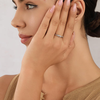 OOOPEL Sterlingsilber Verstellbarer Ring S925 Silberringe für Frauen Zirkonia Twist Liebesknoten Zarter Ring Silber Minimalistischer Offener Fingerring Silber Daumen Sterlingsilberring