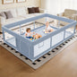 XVISHX 50 x 50 Inch Baby Playpen, Playpen for Babies and Toddlers, Baby Play Pen Playard for Indoor & Outdoor Active Center Game Fence, with Skin-Friendly Fabric and Soft Breathable Mesh, Grey